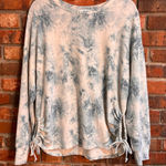 Gilli womens tie dye ruched drawstring sides pullover sweatshirt blue L Size L Photo 0