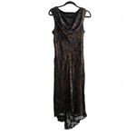 Connected Apparel Vintage Chiffon Velvet Burnout Beaded Dress Midi Whimsigoth Y2K Feminine Size L Photo 3