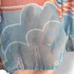 Vintage 70s JCPenney Fashions Top Western Print Blue Sheer Button Down Shirt Size M Photo 2