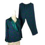 Victoria's Secret Vintage Victoria’s Secret Gold Label Floral Green Pajamas set size small * Photo 2