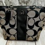 Coach  Black and Cream Signature Tote Patent Leather Handles Trim Y2K  Classic Photo 0