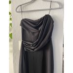 Symphony  Women's Strapless Formal Dress Long Size Small Solid Black High Slit Photo 14