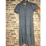 Grace + Karma | women denim button down dress puff sleeves Blue Photo 7