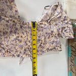 H&M Purple Floral Linen Cotton Puff Sleeve Cropped Top Romantic Summer Fae Large Photo 7