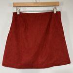 Miami Boho Embroidered Rust Red Faux Suede Mini Skirt Size M Photo 4