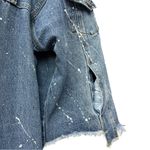 O&O Blue Paint Splatter Cropped Denim Jacket Size Large Casual Denim Jacket Photo 6