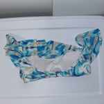 Hollister  Flounce Ruffle Bikini Bandeau Swim Top Off Shoulder Blue Watercolor XS Photo 7
