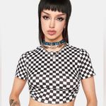 Divided  By H&M Black & White Semi Sheer Gingham Plaid Checkered Top Sz L Photo 1