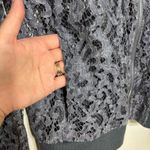 ZARA Blue Grey Lace See Through Full Zip Cardigan With Pockets Size M Photo 4