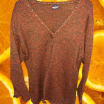 Lemo Orange‎ with Faux Leather Stitching Knit Sweater Orange Size XL Photo 0
