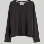Madewell Superbrushed Easygoing Sweatshirt Black Coal 1X Crewneck Relaxed Fit Lagenlook Photo 1