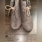 Toms  Women's Desert Wedge Ankle Booties Grey Tweed Knit Canvas Lace Up,Size 9.5 Photo 2