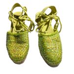 Vtg Y2K Ragg Lime Green Sequin Embellished Lace Photo 1