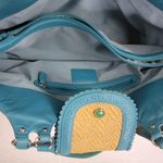 Cole Haan Womens Shoulder Bag One Size Brown Blue Basket Woven Photo 6