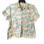 Chico's Chico’s bamboo Tropical Leaf Print button front shirt blue 3 Large Photo 0