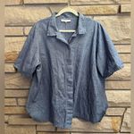 Bryn Walker Oia Blue Chambray Corrado Button Up Denim Shirt XL Lagenlook cotton Photo 6