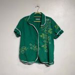 Free People  Green Strawberry Embroidered Shirt Sz S Photo 1