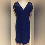 Scarlett MWT Royal BlueTiered Sequence Lace V Neck Front & Back Midi Dress Sz 14 Photo 3