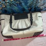 Coach Cream and Gray Pleated Leather Tote Bag Photo 11