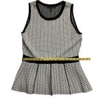 White House | Black Market  Stretch Crochet Peplum Knit Top Size Medium Black White Photo 7