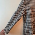 Talbots  Grey Check Knit Long Sleeve Shirt Bow Accent Photo 1