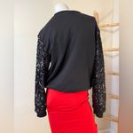 Navie Women's Black Long Sequined Sleeve Crew Neck Sweatshirt Size M EUC Size M Photo 6