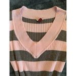 Vintage Y2K 90s Lei Women's Sweater Fitted Pink Gray Striped 2000s Preppy XL Photo 3