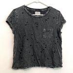 American Eagle Destroyed Pocket T-Shirt Black Ripped Rips Short Sleeve Crop Top Photo 1