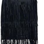 Insight New York Black Faux Leather Fringe Skirt Photo 0