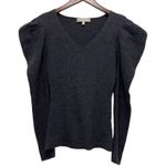 Milly Isabella Puffed Shoulder Ribbed Wool Sweater Long Sleeve Gray Size 2 Photo 2