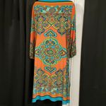 Madison teal and orange dress with jewelry embellishments on chest area. Sz. XL Photo 3