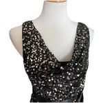 Bisou Bisou Womens  Black Sequin Sleeveless Drape Party Dress w Satin Sash - Sz 4 Photo 2