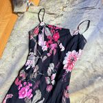 Lily Dark Pink Floral Print Asymmetrical Flowy Dress Size L Photo 4