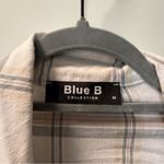 Blue B Collection Women's Oversized 100% Cotton Plaid OverShirt White Neutral‎ M Size M Photo 1