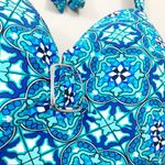 Assets by Sara Blakely Spanx Floral Halter Blue/White One Piece Bathing Suit Blue Size XL Photo 3