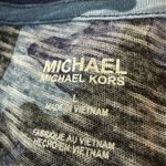 Michael Kors  Blue Camouflage Camo Abstract Print Beaded MK T-Shirt NWT Large Photo 1
