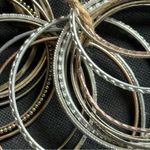 Bundle of 20 Bangle Bracelets Silver and Brass Tones Photo 1
