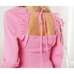 Free People NWT  Chloe Top in Aurora Pink Sz XS Sweetheart Neckline Smocked Back Photo 3