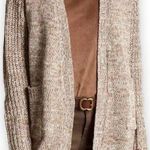 John + Jenn Lace Up Cold Shoulder Marled Oatmeal Cardigan Photo 0