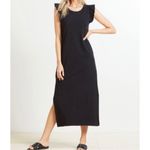 Z Supply  Black Blakely Slub Ruffle Sleeveless Midi Dress size small Photo 1