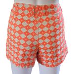 STYLUS Neon Orange Beige Embroidered Geo Twill Shorts Size 12 Photo 4