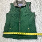Laura Scott  Size S Puffer Vest Green Quilted Taupe Faux Fur Outdoors Cozy Layer Photo 6