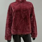 A New Day Burgundy Plush Fleece Pullover Half Zip Jacket Women's Medium Photo 0