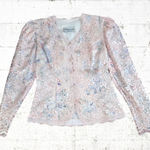 American Vintage 80s Vintage Pastel Pink Floral Lace Embellished Romantic Blazer Jacket Size 8 Photo 0