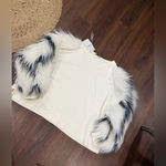 ZARA  NWT SWEATSHIRT faux fur sleeve WHITE blogger fav WINTER CASUAL $108 L boho Photo 6