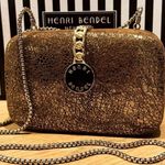 Henri Bendel Gold Crackle Party Box Clutch with Crossbody Chain Evening Bag Photo 0