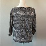Rafaella  Black/White Abstract Print 3/4 Sleeve TShirt Size Med Petite Photo 3