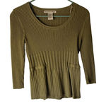 Requirements Sweater Vintage Y2k Small Ribbed Knit Long Sleeve Babydoll Pockets Photo 0