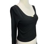 Pretty Garbage Top Womens M Black Ribbed Knit Scoop Neck Dainty Lace Feminine Size M Photo 2