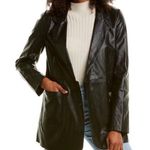 Line and Dot  River Vegan Faux Leather Longline Blazer Jacket Size Small Black Photo 0